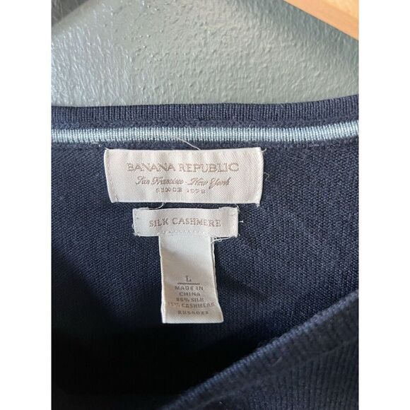 Banana Republic Mens Blue Silk Cashmere Pullover Sweatshirt Size Large - Picture 3 of 3